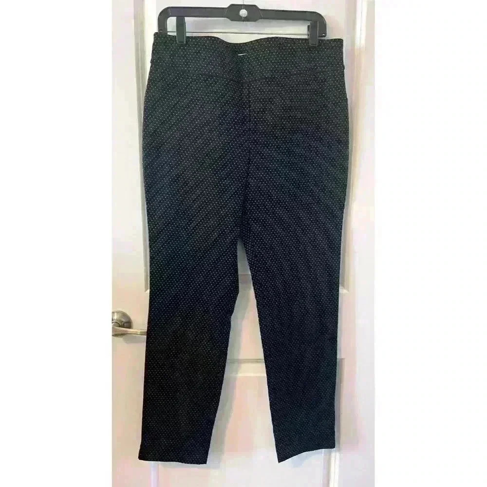 Charter Club Pants Women Size 14P Black Dots Cambridge Slim Stretch Pull On NWOT